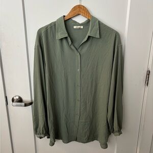 Max Studio Olive Green Button Down Shirt